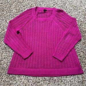 Talbots Pink Crew Neck Sweater Cable Knit Size LP